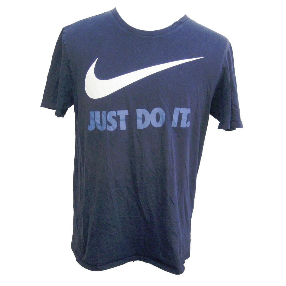 NIKE Men's (Size Large) Blue Short Sleeve Graphic Logo T-Shirt Athletic Cut Top